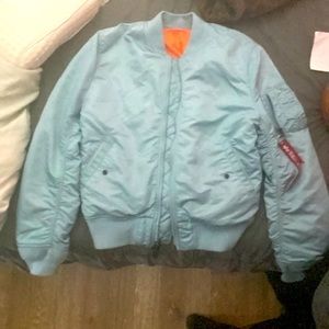 Alpha industries baby blue bomber jacket: